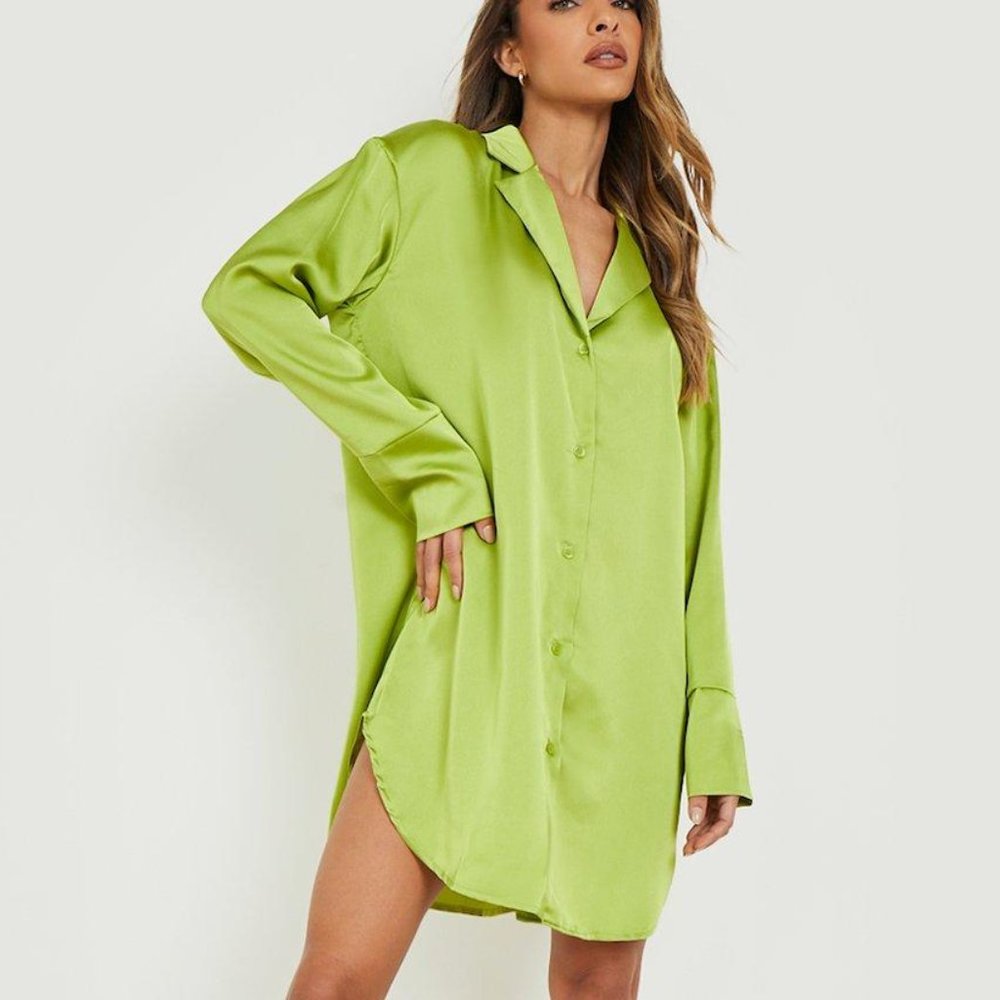 SATIN OVERSIZED SHIRT DRESS